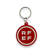 Am Ball RFEF Schlüsselanhänger aus rotem PVC mit weißem Logo des spanischen Fußballverbandes