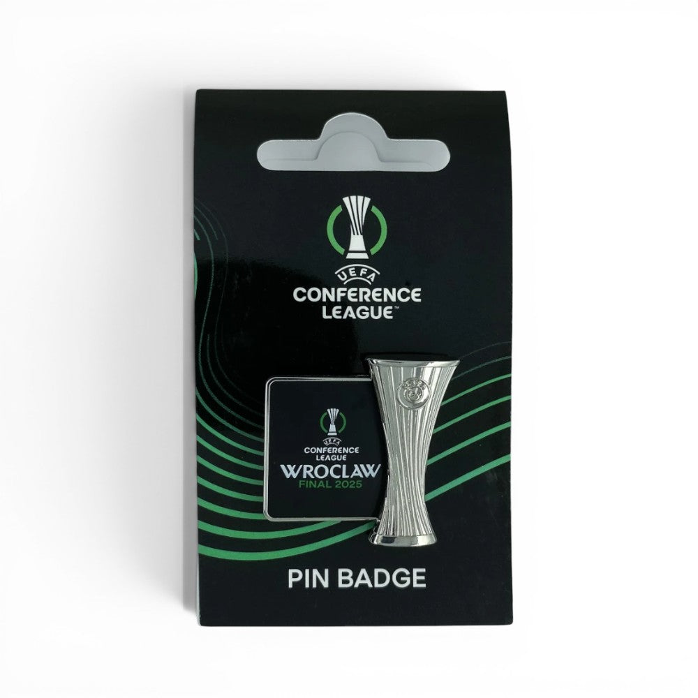 Am Ball UEFA Conference League Pin Badge Final 2025 Wroclaw aus Zamak auf offizieller UEFA-Karte
