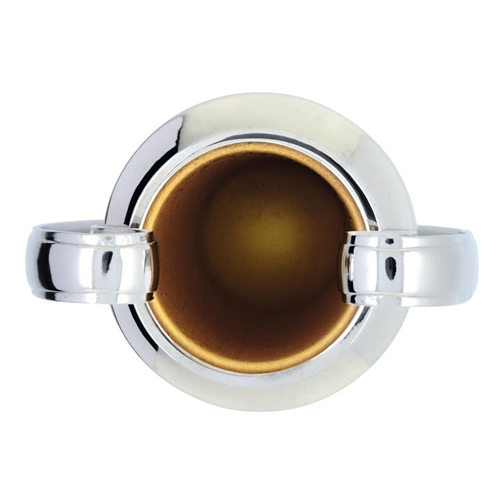 Am Ball UEFA Champions League Pokal-Replik aus Zamak, 100mm, silberfarben mit goldenem Innenraum, ideal für Fußballfans.