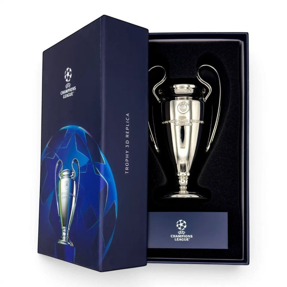Official licensed UEFA Champions League Trophy Replica on acrylic plinth, 150 mm. Am Ball