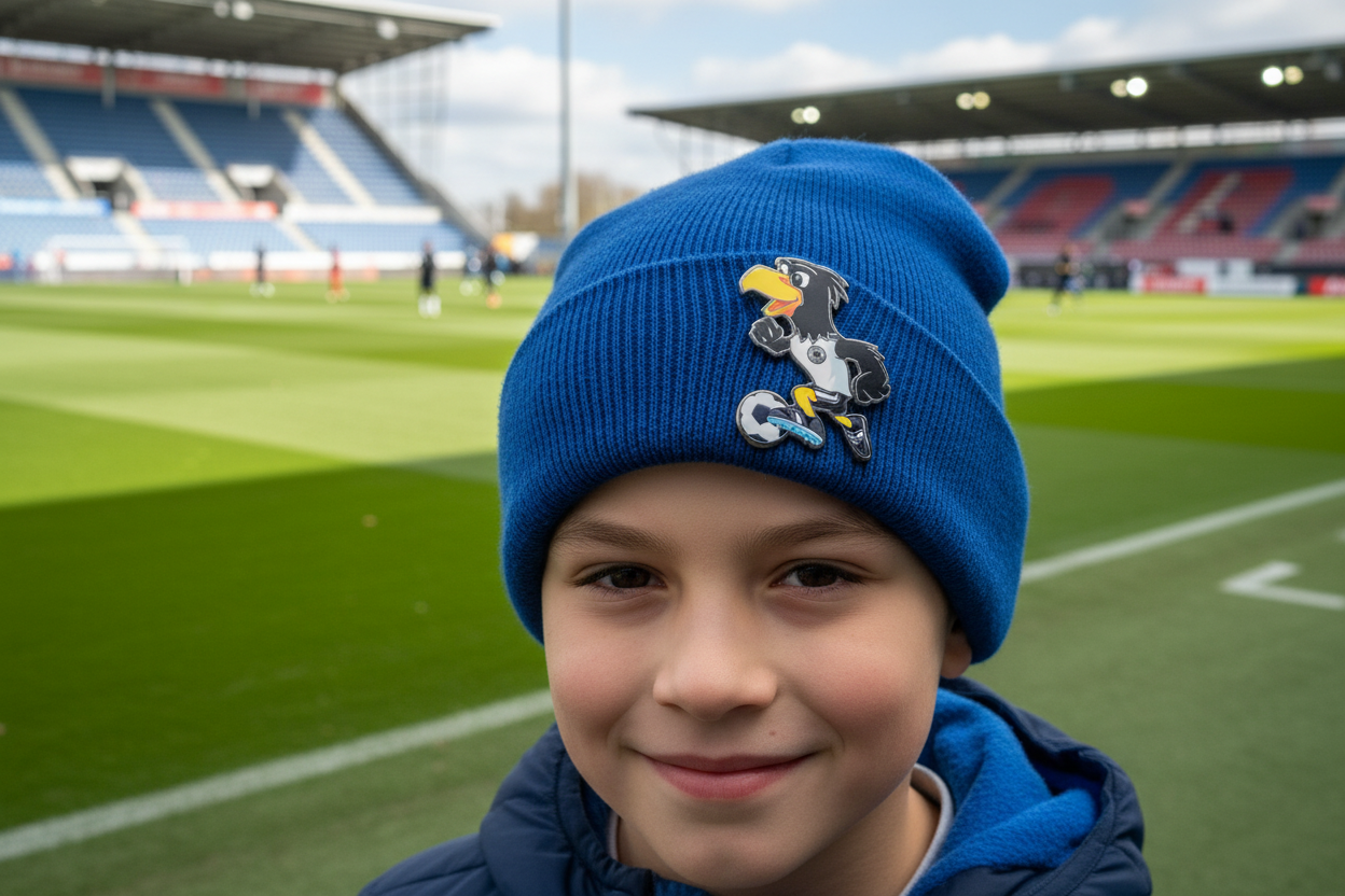 DFB Paule Pin Badge 6cm seitlich an Mütze