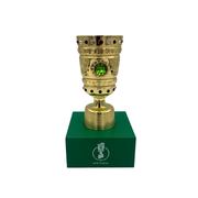 Front view of officially licensed 100mm DFB Pokal trophy on acrylic base