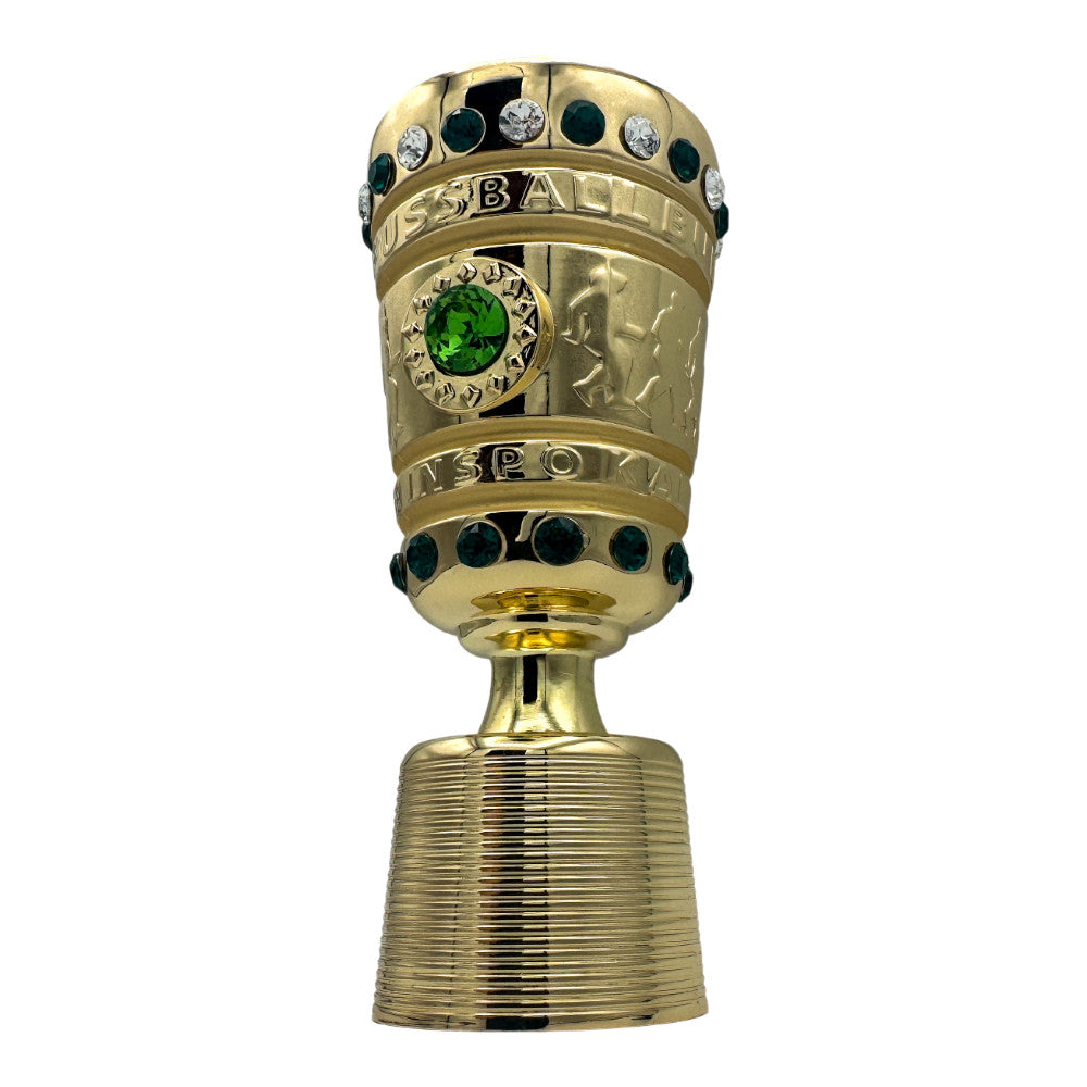 Right side view of a 150mm DFB Pokal soccer trophy - high-quality gold plated replica for collectors