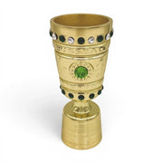 DFB-Pokal Trophäen-Nachbildung aus Zamak in Gold mit grünen und weißen Schmucksteinen