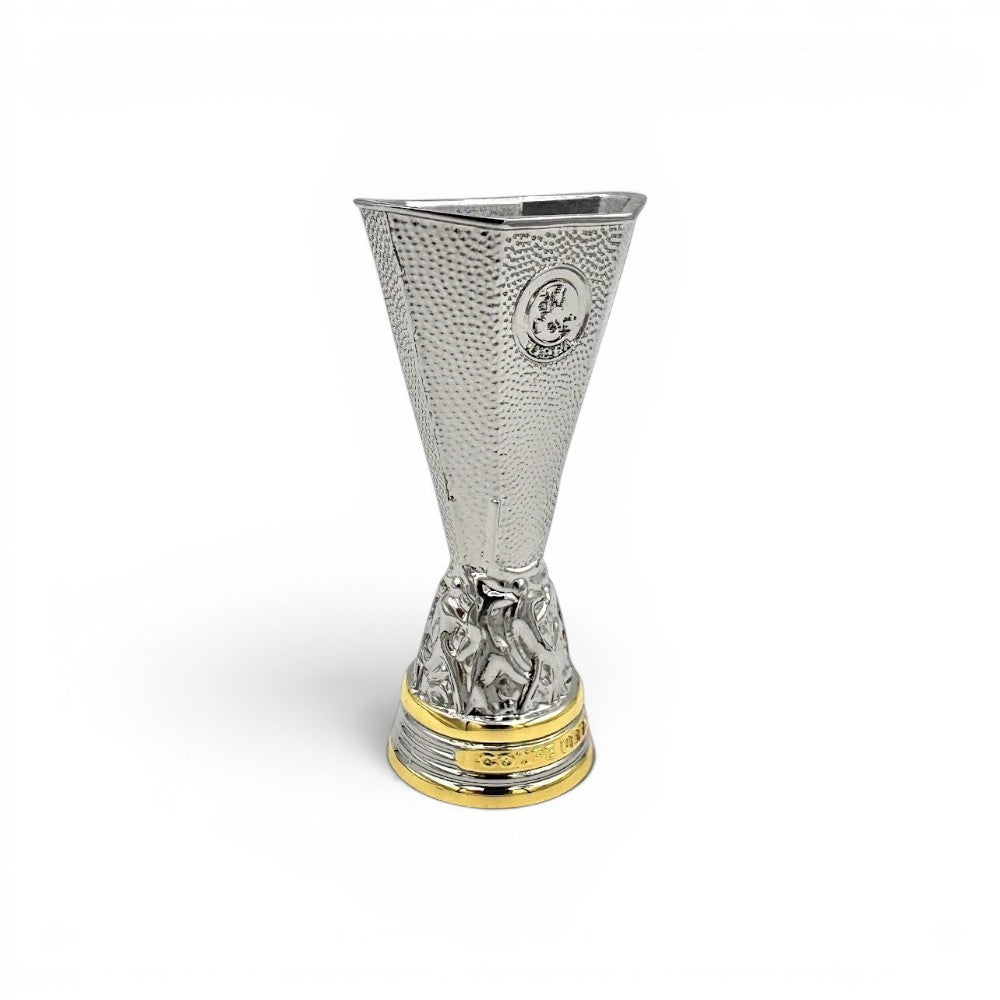 UEFA Europa League Trophäen-Nachbildung aus Zamak, 80 mm hoch, silberfarben mit goldenem Sockel