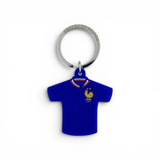 FFF Schlüsselanhänger als blaues PVC-Trikot mit goldener Hahn-Applikation und Nummer 10 für Frankreich-Fans