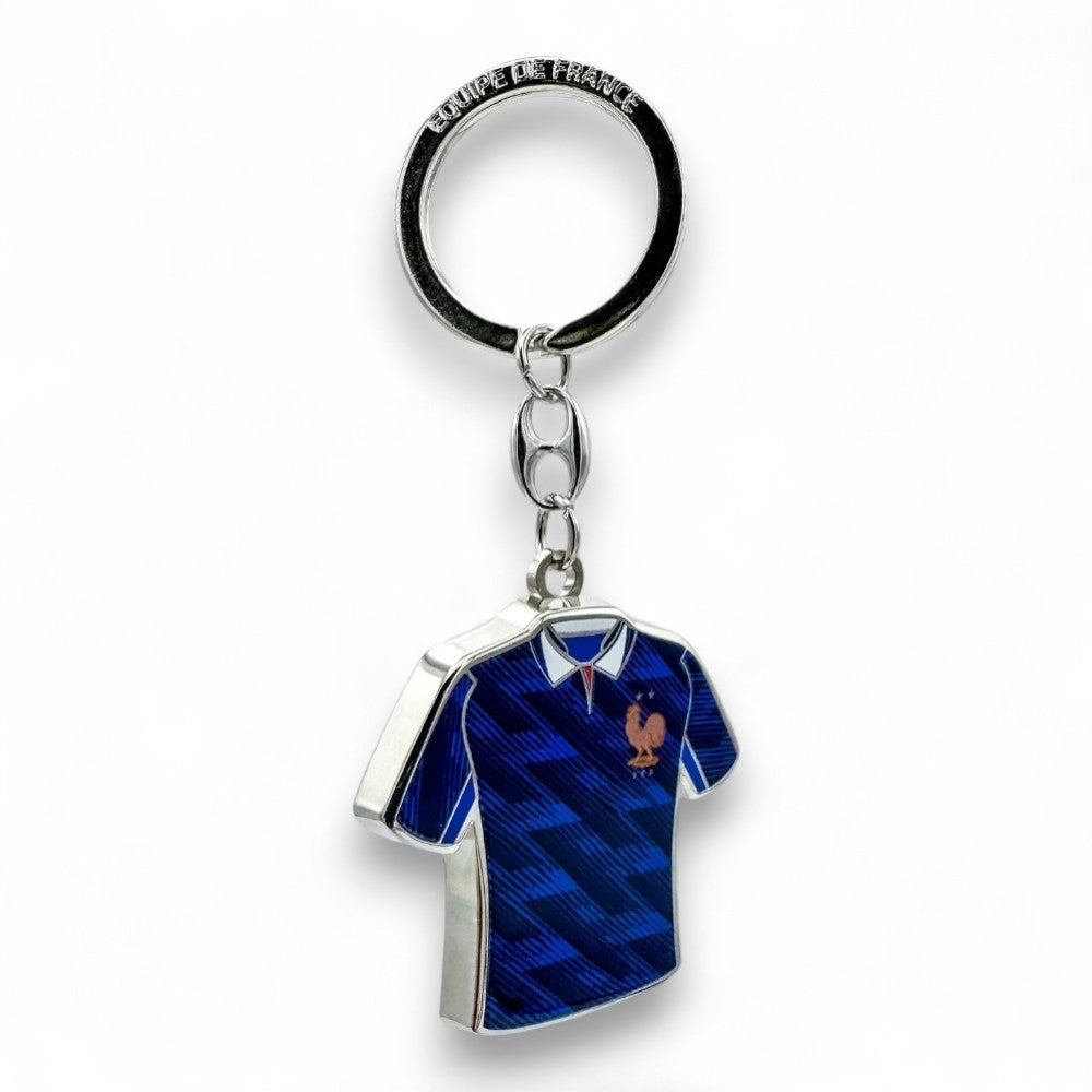 Schlüsselanhänger mit Frankreich Trikot-Design, blau, Zamak, mit Einkaufswagen-Jetons