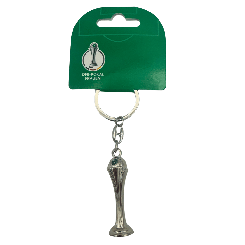 The Women's DFB Pokal trophy keychain with its packaging