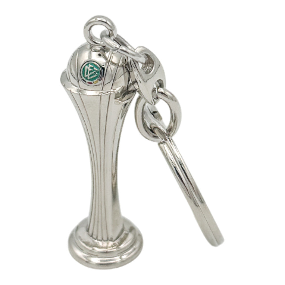 Detailed close-up of the Women's DFB Pokal miniature trophy attached to a sturdy metal ring.