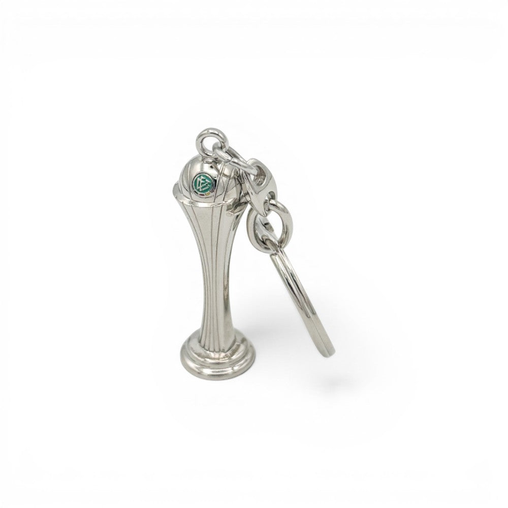 Detailed close-up of the Women's DFB Pokal miniature trophy attached to a sturdy metal ring.