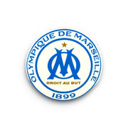 Olympique de Marseille Ansteck-Button in Weiß und Blau mit offiziellem Vereinslogo und Schriftzug