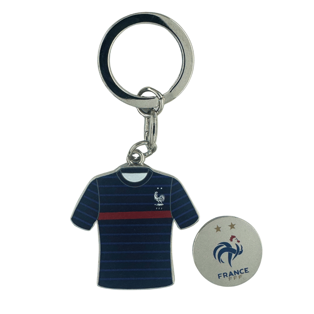 Détail du jeton de caddie en métal intégré au porte-clés – accessoire pratique et robuste