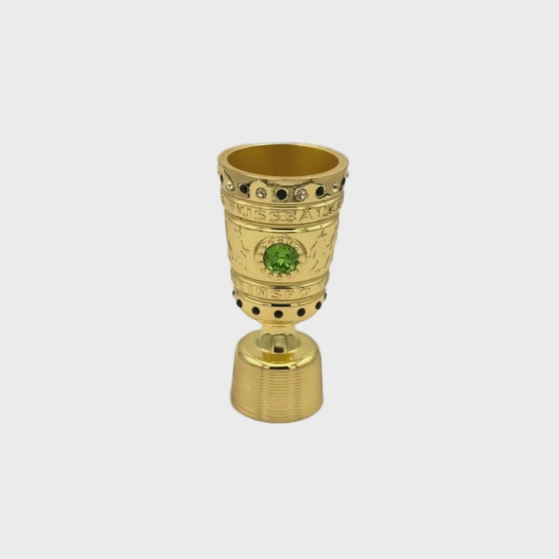 Top View of the 70mm DFB-Pokal Miniature - Showing 3D Depth and Gold Shine