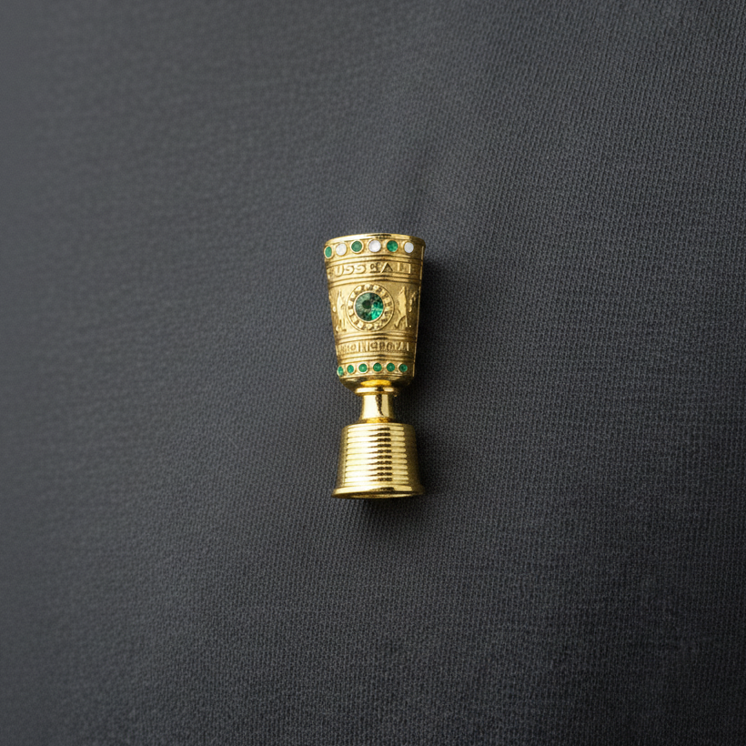 Lifesyle View showing the DFB-Pokal Trophy Pin - Detailed Metalwork